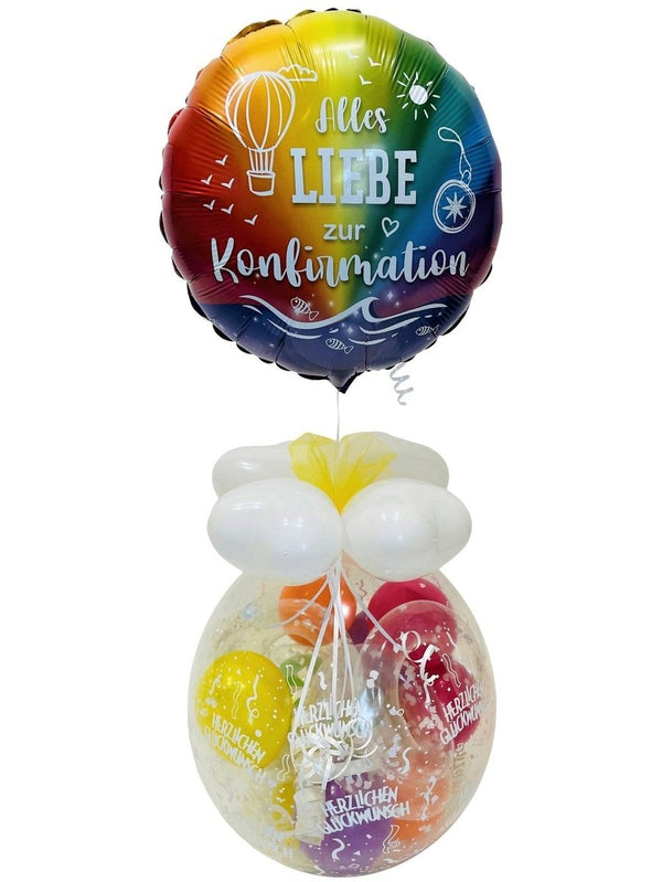 Geschenk im Ballon Konfirmation mit Folienballon bunt