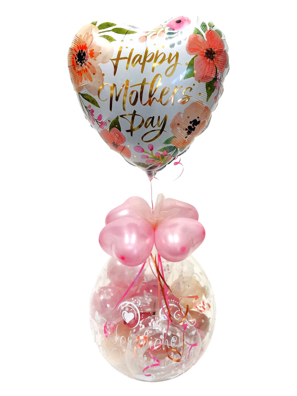 Happy Mothers Day rosa Ballongeschenk mit Helium Herz