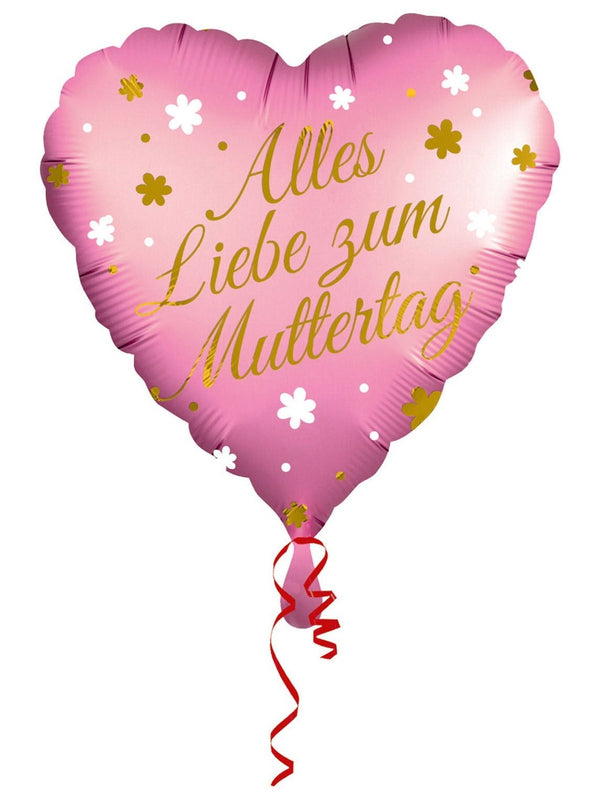 Alles Liebe zum Muttertag rosa Ballongeschenk mit Helium Herz