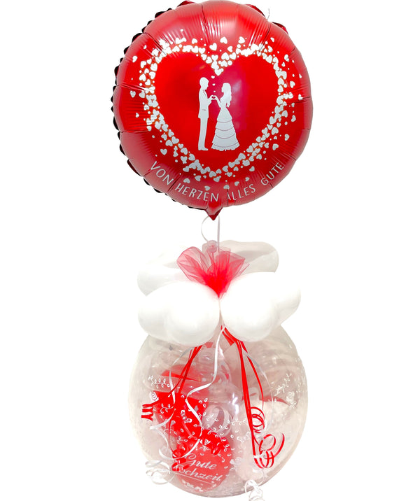 Geschenk im Ballon Hochzeit Traumpaar mit Helium Folie rot