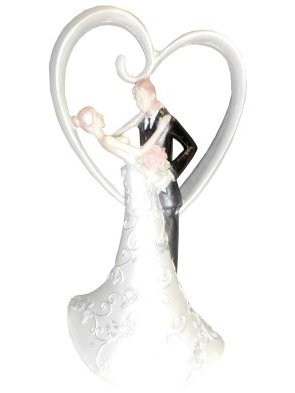 Hochzeitsfigur Polyresin Figur Brautpaar mit Herz