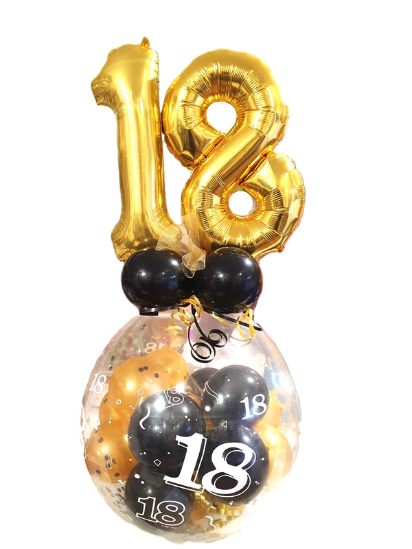 Zahlenballon Geburtstag Jubiläum diverse Zahlen, Farbe schwarz gold
