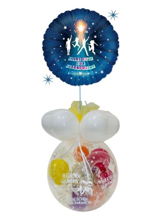 Geschenk im Ballon Jugendweihe mit Folienballon für Junge oder Mädchen