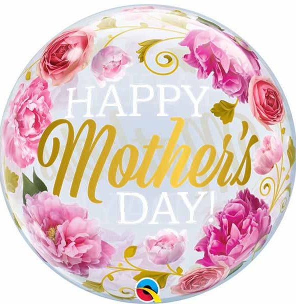Ballon Bubble Muttertag mit Blumen, dekoriert inkl. Helium und Gewicht