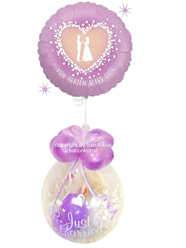 Geschenk im Ballon Hochzeit von Herzen mit Helium Folie lila