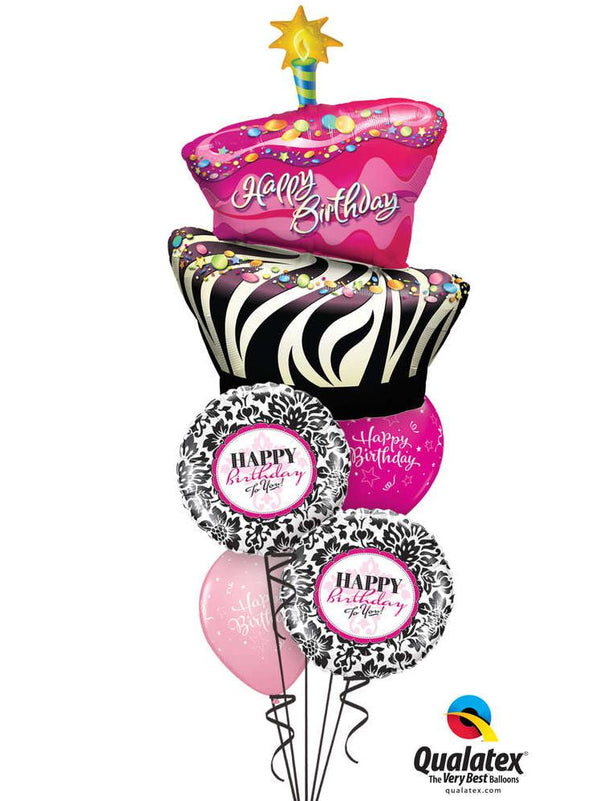 Ballonstrauß Helium große Torte pink rosa Geburtstag Luftballone Party