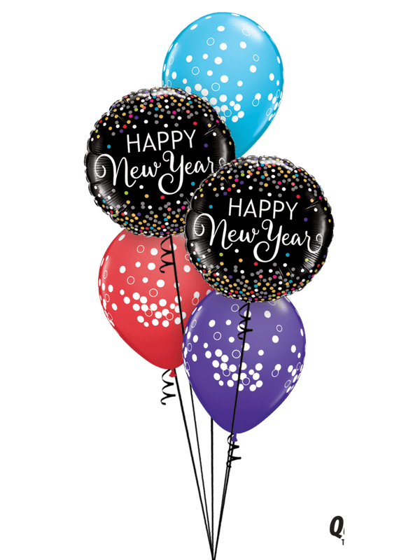 bunter Ballon Strauß Silvester Neues Jahr inkl. Helium und Gewicht
