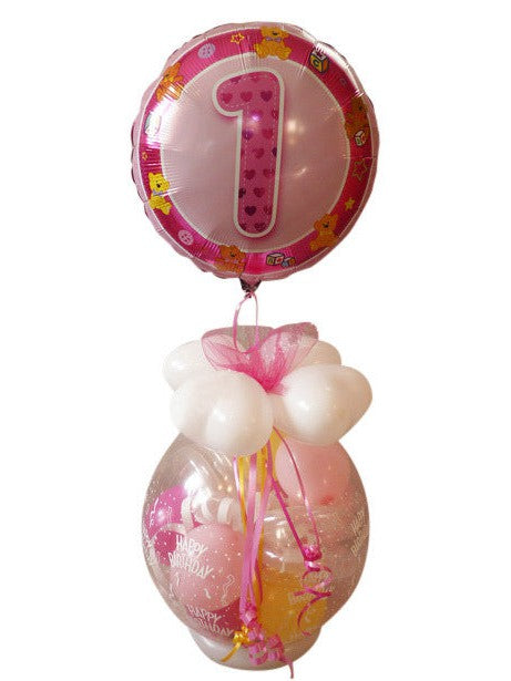 Geschenkballon diverse Geburtstag Kind Mädchen mit schwebendem Ballon