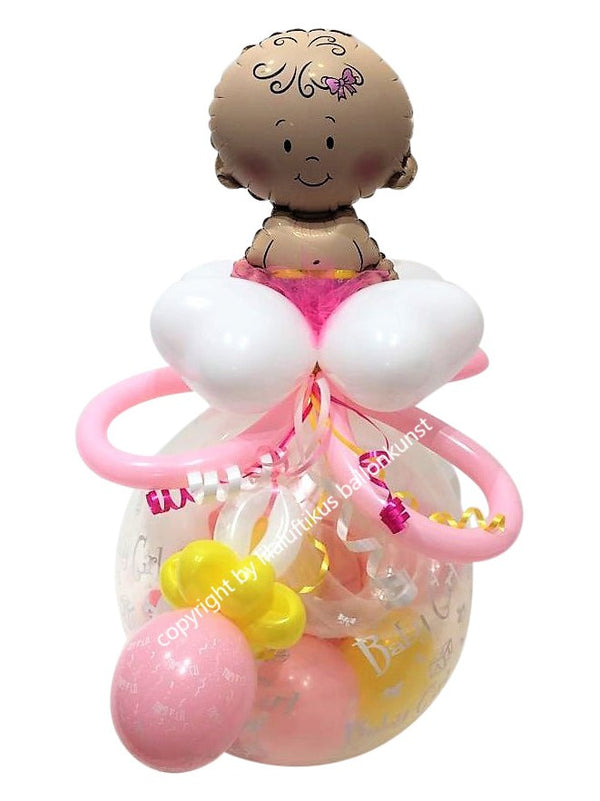 Geschenkballon zur Geburt Mädchen Farbe rosa oder blau mit Schnuller