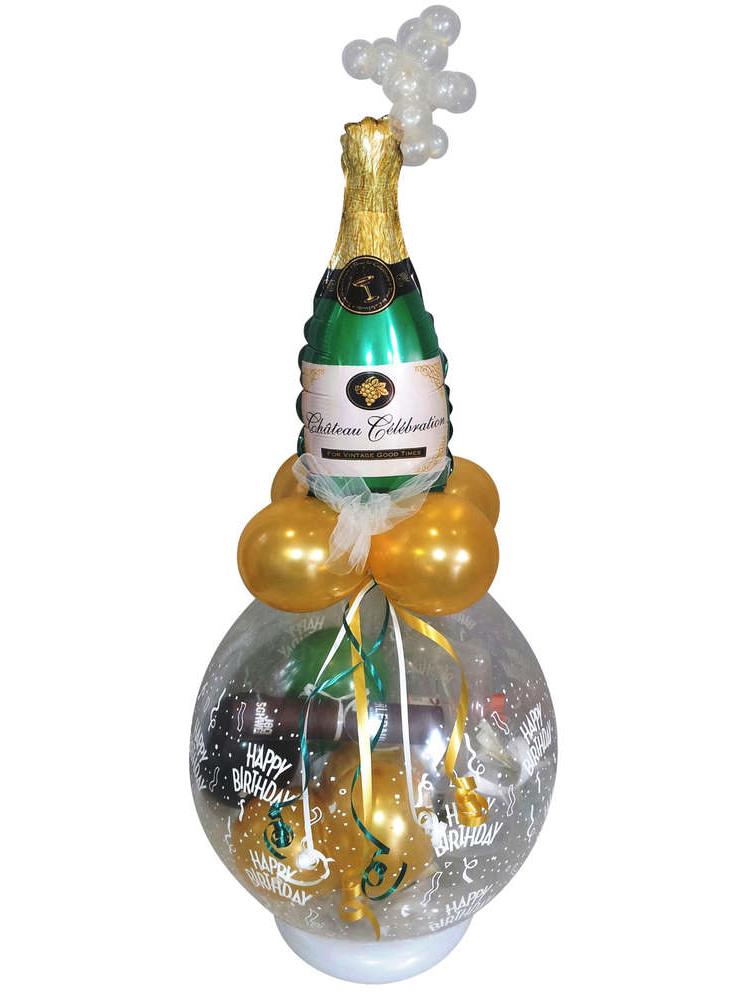 Verpackungsballon Geburtstag Hochzeit Sektflasche – ballongeschenk-online
