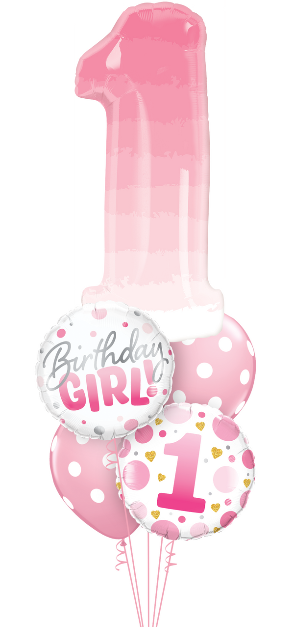 Ballonstrauß Helium 1. Kindergeburtstag Mädchen oder Junge Luftballone Party