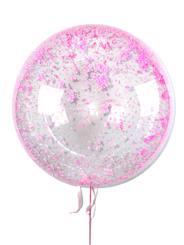 Aqua Bubble Ballon Farbe pink weiß Dekoration Geschenk Geburtstag Geburt Taufe Konfi Kommunion