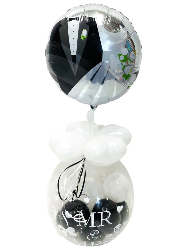 Geschenk im Ballon Hochzeit "Mr & Mrs" mit Folie Brautpaar