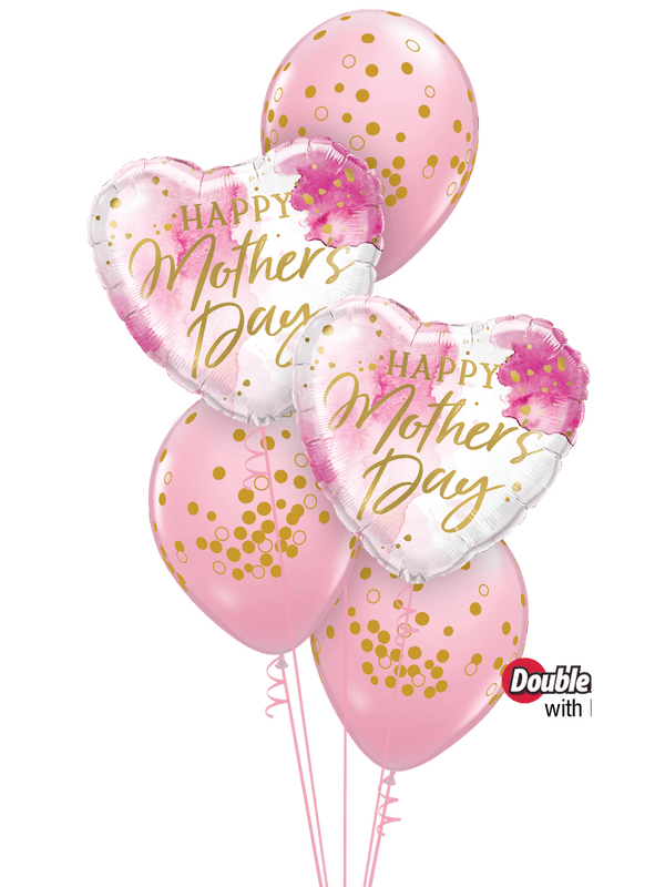 Zum Muttertag fliegende Luftballone rosa-pink-weiß-gold mit Helium inkl. Gewicht