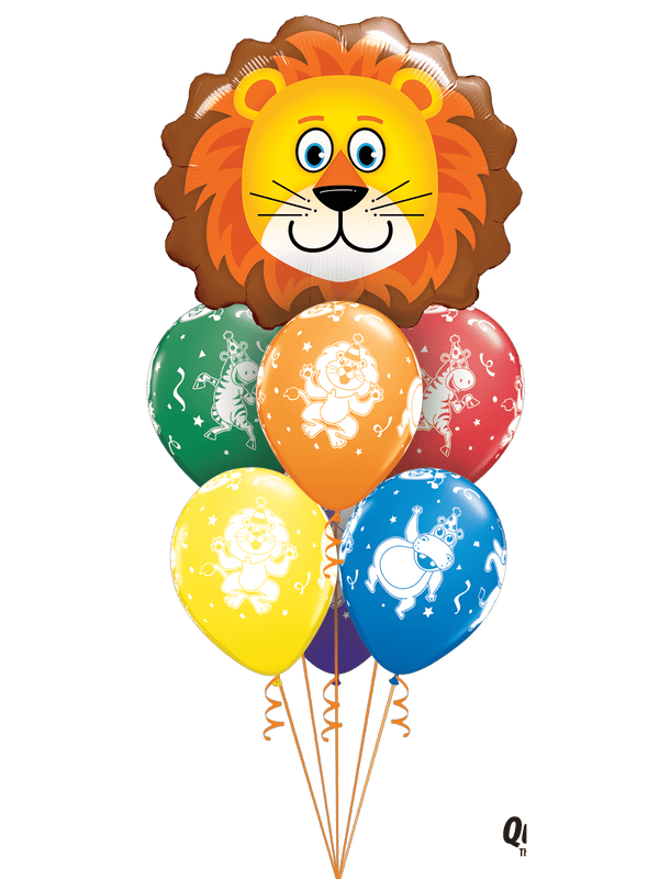Ballonstrauß Helium Kindergeburtstag Löwe Luftballone Party wilde Tiere Zoo