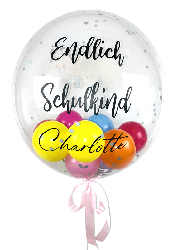 Ballon zur Einschulung, Schulanfang, 1. Schultag oder Schulwechsel mit Wunschtext