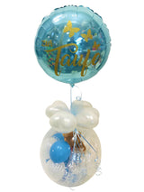 Teddy Bär im Luftballon zur Taufe mit Glückwunschkarte und Helium Ballon
