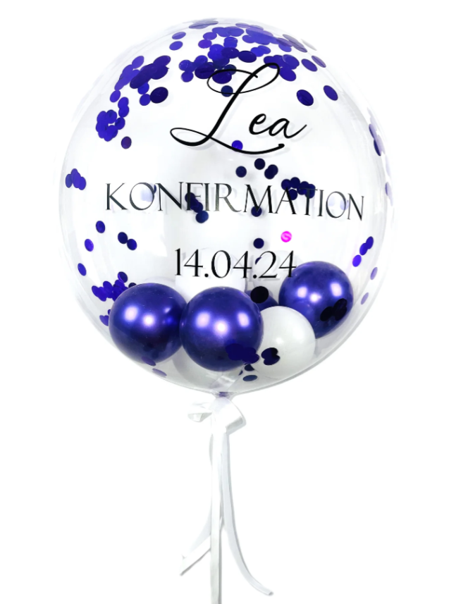 Bubble Ballon mit Ihrem Wunschtext zur Konfirmation, Kommunion oder Jugendweihe