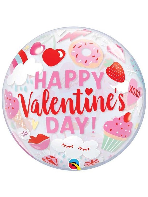 Geschenk Valentinstag Teddy im Fesselballon Helium Bubble plus Karte