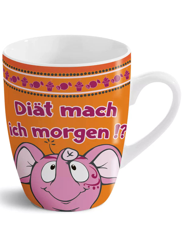 Porzellan Tasse Elefant "Diät mach ich morgen" von Nici