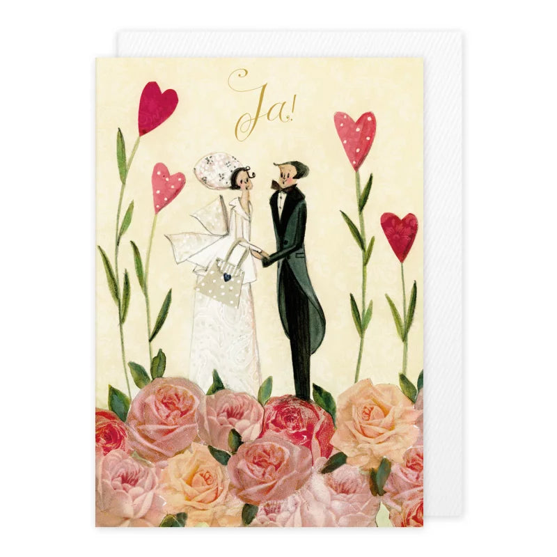 ICG Glückwunschkarte Zum Hochzeitstag - Motiv "Both Of You" Mit Strand & Palmen, Goldgeprägt, 133x235 Mm