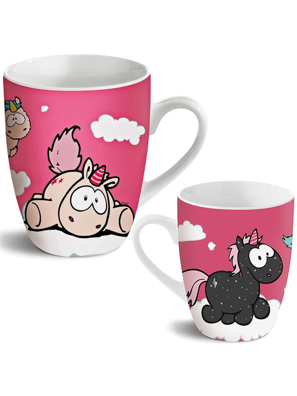 Porzellan Tasse pink mit schwarzem Einhorn von Nici