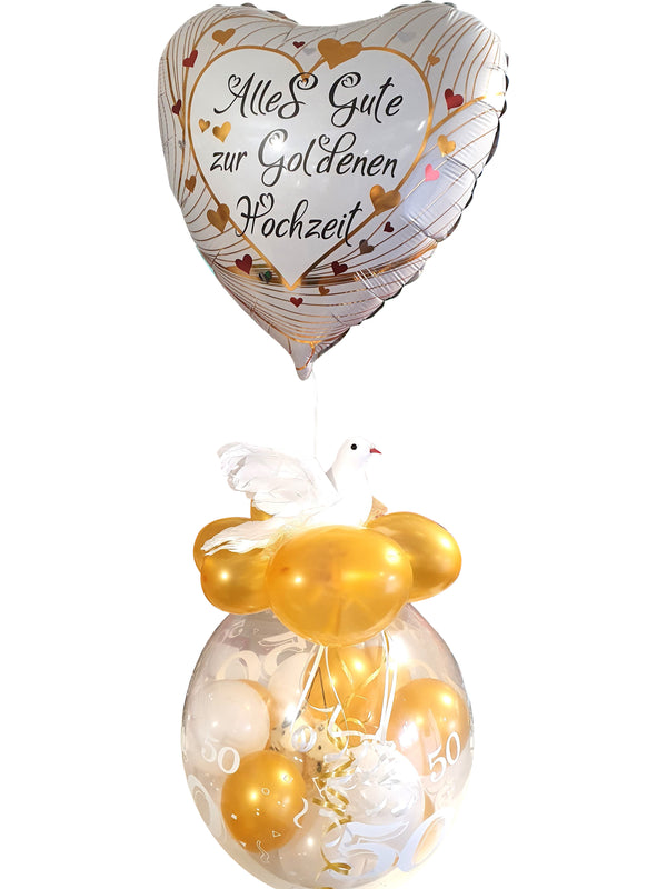 Goldene Hochzeit Geschenkballon 50 mit Taube
