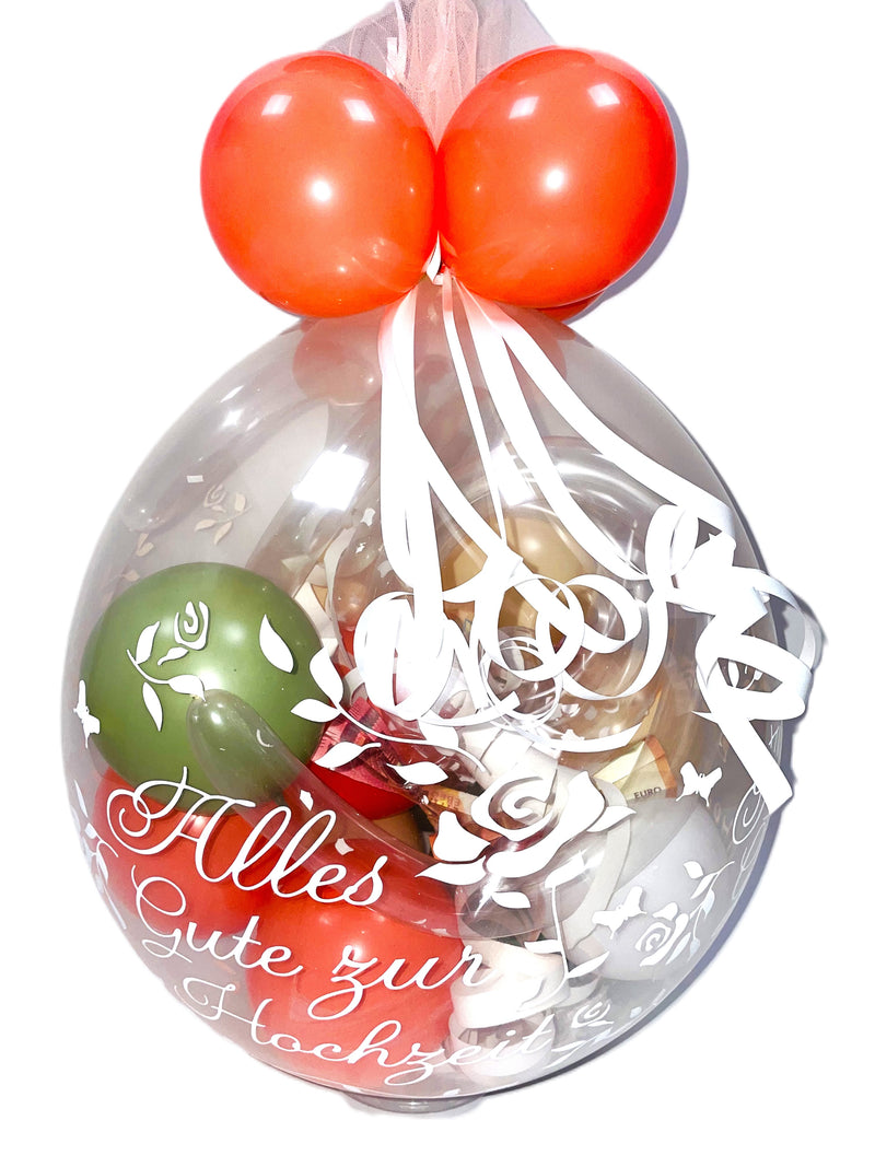 Geschenk im Ballon Alles Liebe zur Hochzeit mit Folien Herz Helium