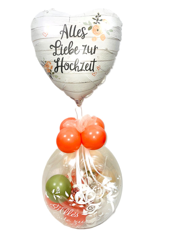 Geschenk im Ballon Alles Liebe zur Hochzeit mit Folien Herz Helium