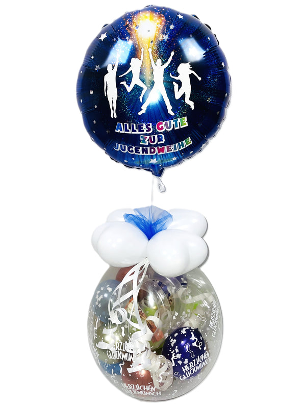 Geschenk im Ballon Jugendweihe mit Folienballon für Junge oder Mädchen