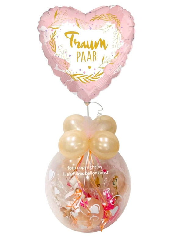 Geschenk im Ballon Hochzeit Traumpaar mit Helium Folie rosa Herz