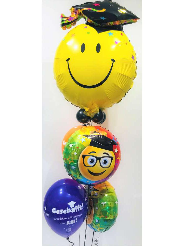 Ballon Abitur Strauß Prüfung großer Smiley Abi bestanden inkl. Helium und Gewicht