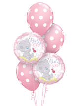 Ballonstrauß Geburt Mädchen oder Junge mit Helium Luftballonen in der passenden Farbe