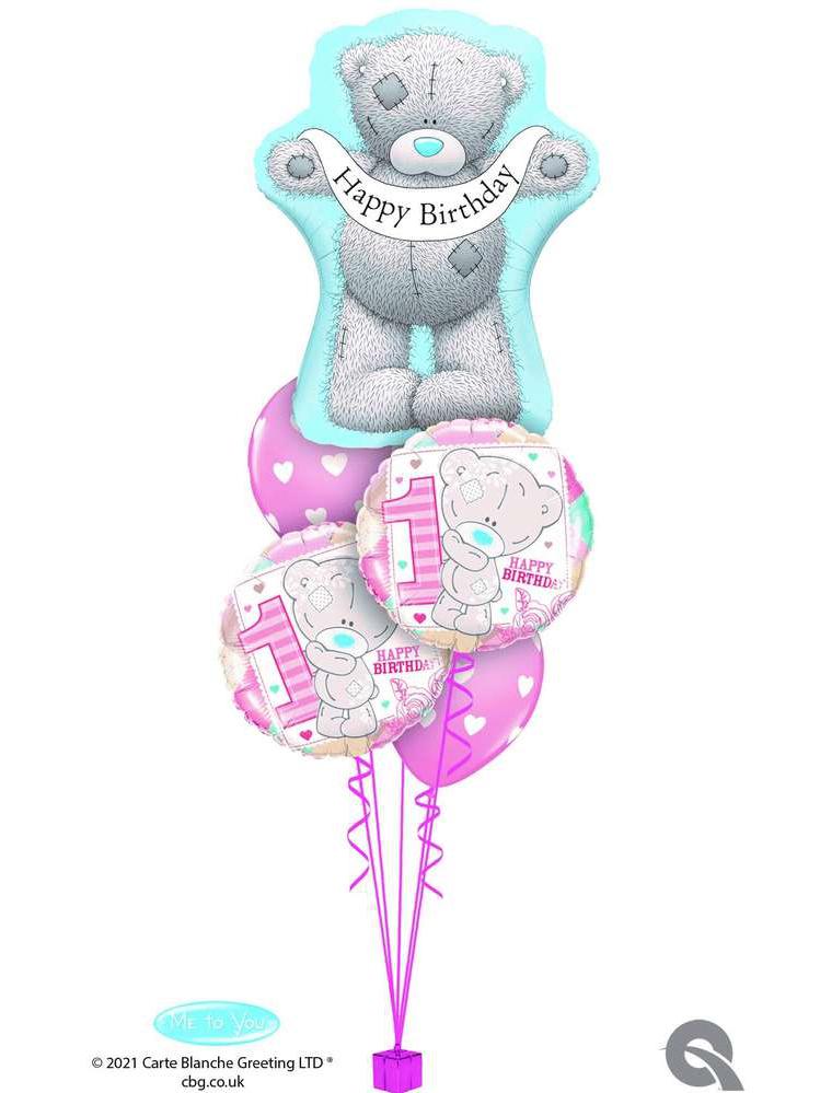 Ballonstrauß Helium Teddy Kindergeburtstag Mädchen Luftballone Party