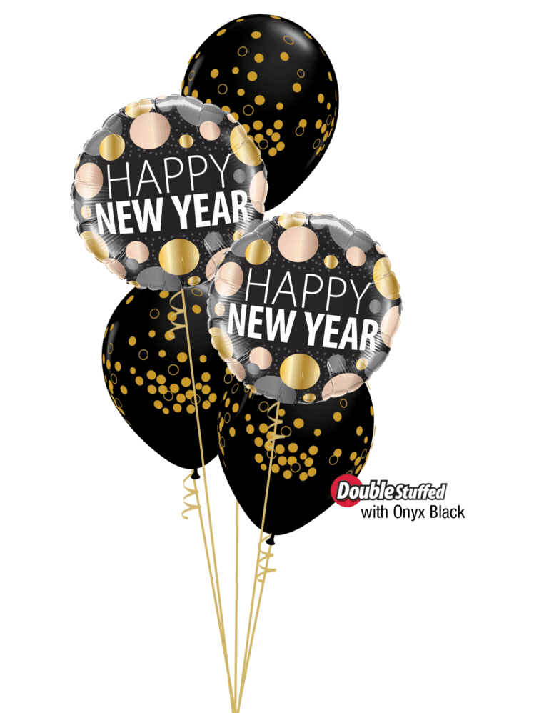 Ballone schwebend Silvester Happy New Year inkl. Helium und Gewicht