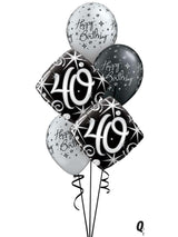 Ballonstrauß Helium Geburtstag Farbe silber schwarz verschiedene Zahlen