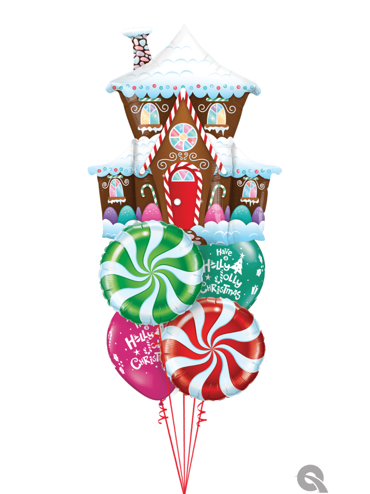 Ballon Strauss Weihnachten Lebkuchenhaus inkl. Helium und Gewicht