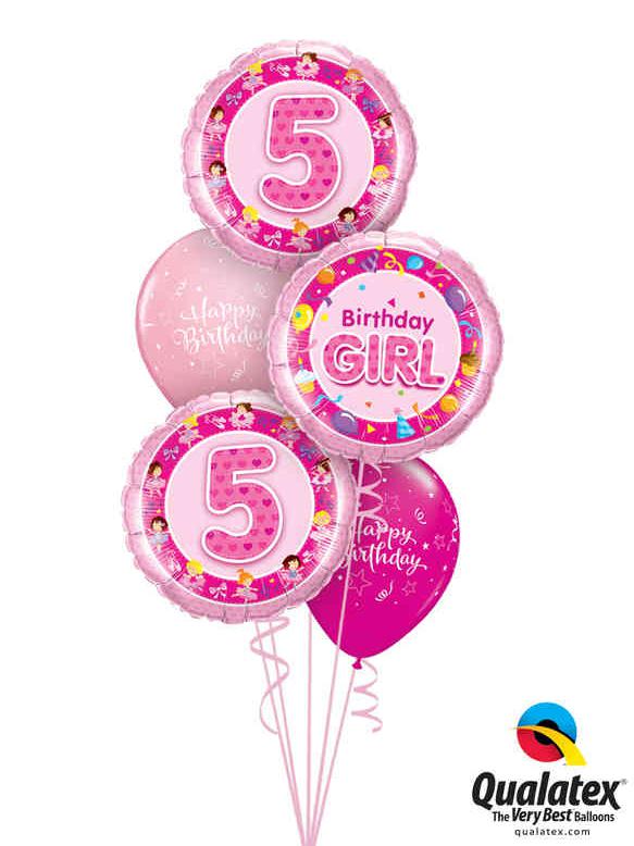 Ballonstrauß Helium Geburtstag Mädchen verschiedene Zahlen