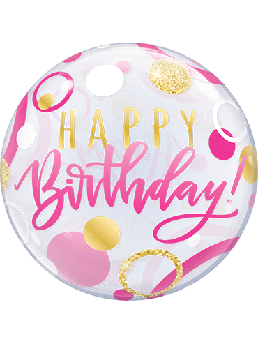 Bubble Luftballon Helium Geburtstag Happy Birthday Farbe rosa pink gold weiß