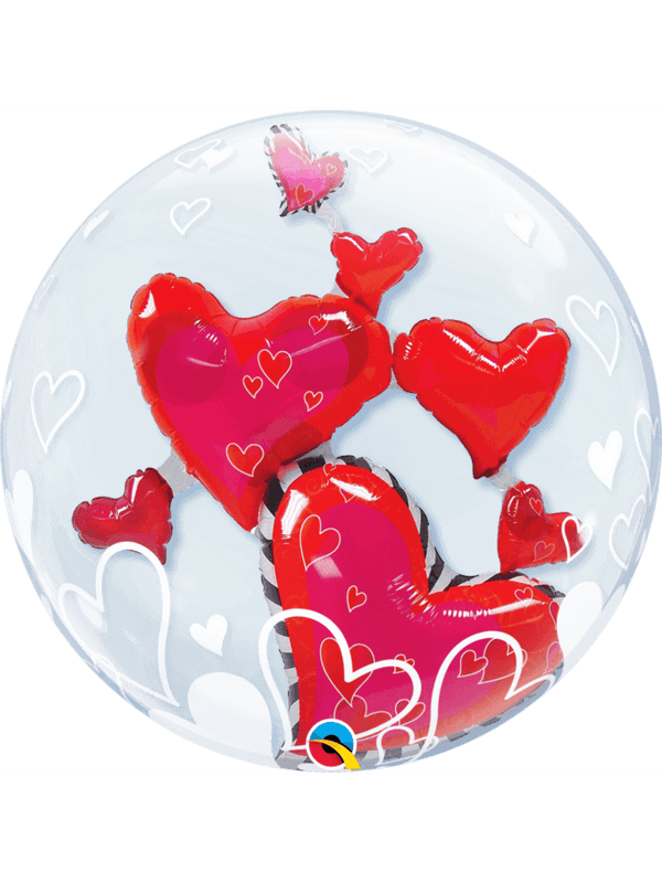 Valentinstag Bubble Herzen im Luftballon 56 cm Geschenk Liebe mit Ballon Gewicht und Dekoration