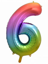 Folienballon große Zahl. Farbe Regenbogen. Helium. Größe 86cm