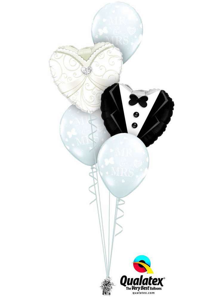 Ballonstrauß Helium Hochzeit schwarz weiß Mr und Mrs