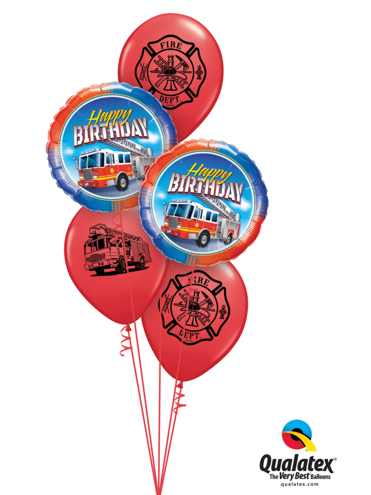 Ballonstrauß Helium Kindergeburtstag Luftballone Party Feuerwehr