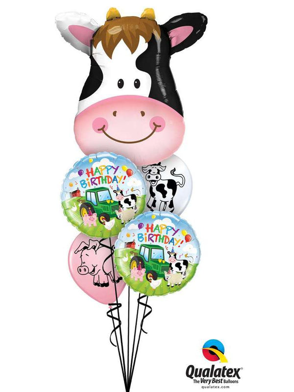 Ballonstrauß Helium Kindergeburtstag Bauernhof Luftballone Party Kuh