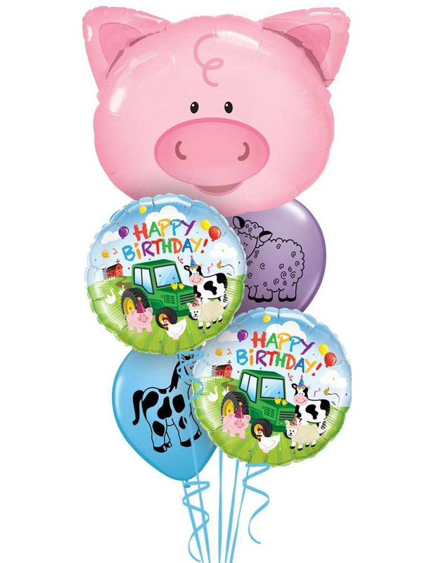 Ballonstrauß Helium Kindergeburtstag Bauernhof Luftballone Party Schwein