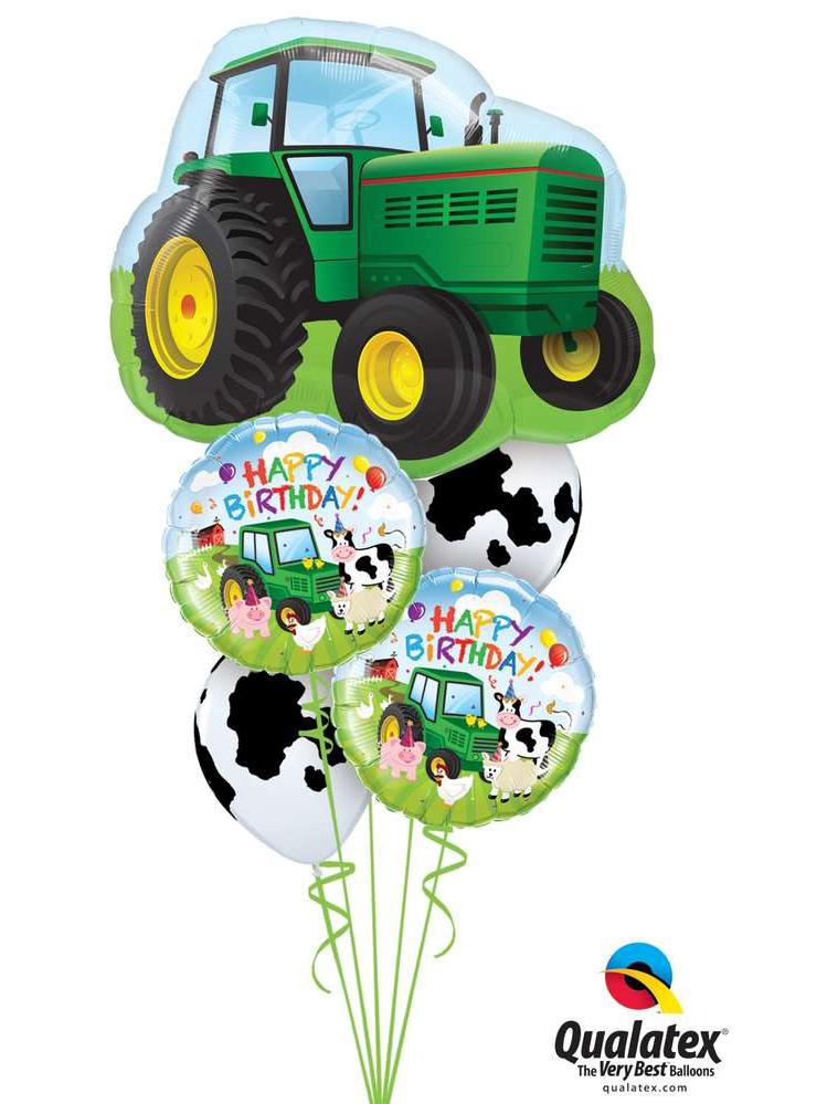 Ballonstrauß Helium Kindergeburtstag Bauernhof Luftballone Party Traktor