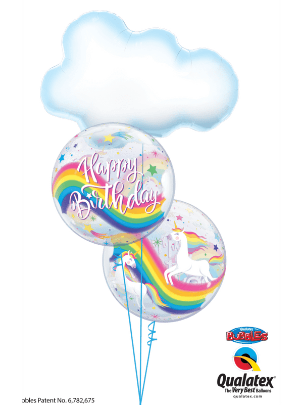 Ballonstrauß Helium Kindergeburtstag Einhorn Bubble Luftballone Party Unicorn Wolke