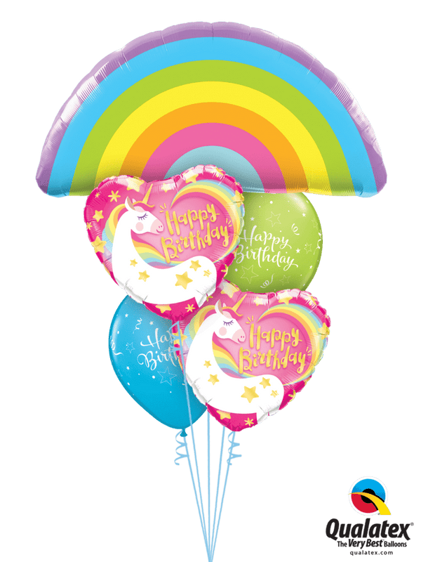 Ballonstrauß Helium Kindergeburtstag Einhorn Luftballone Party Unicorn Regenbogen
