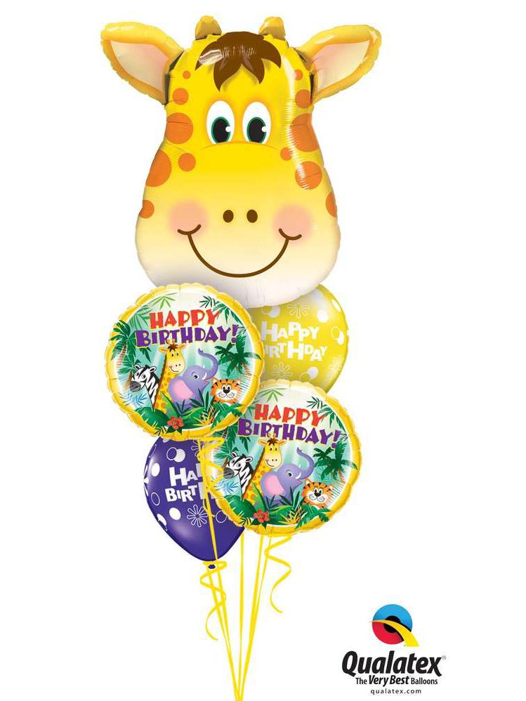 Ballonstrauß Helium Kindergeburtstag Giraffe Luftballone Party wilde Tiere Zoo