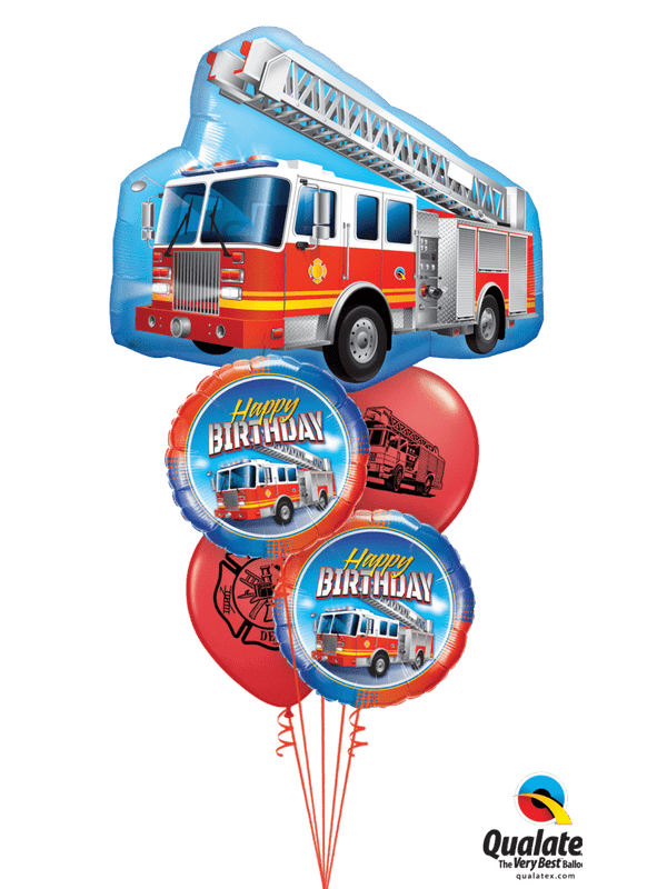 Ballonstrauß Helium Kindergeburtstag Feuerwehr Luftballone Party Feuerwehrauto